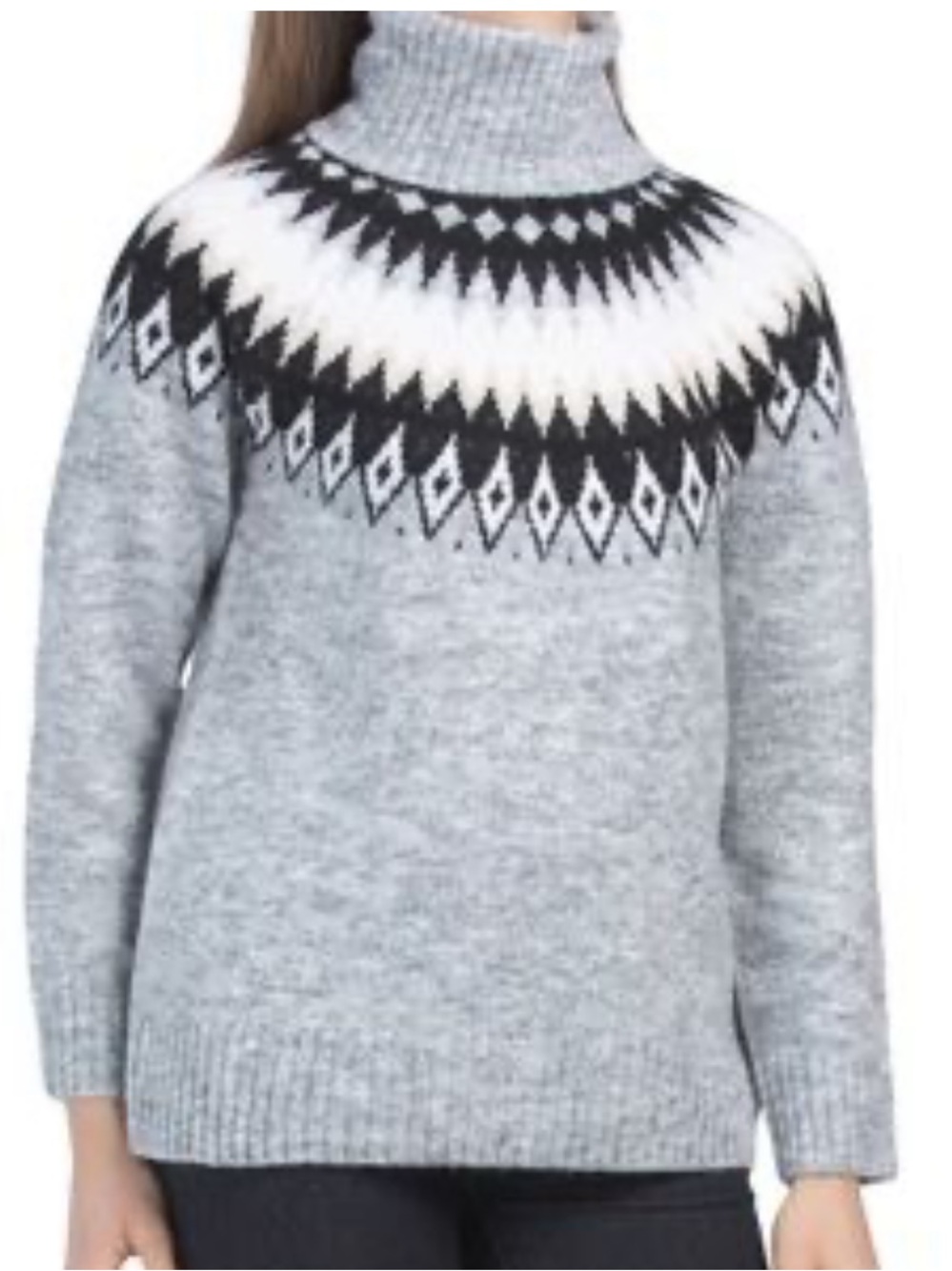 Aspen Brand Nordic Fair Isle Turtleneck Sweater Wool Blend Size Medium